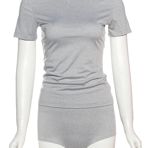Load image into Gallery viewer, Sporty 2-Piece Set Women Skinny High Elasticity o-Neck t-Shirts+Mini Shorts Summer Classic Simple Basic Matching Suits
