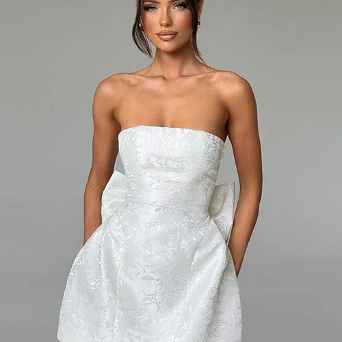 Load image into Gallery viewer, Backless Bow Sexy Mini Dress For Women Fashion Off-shoulder Strapless Sleeveless Bodycon Club Party Dress Elegant
