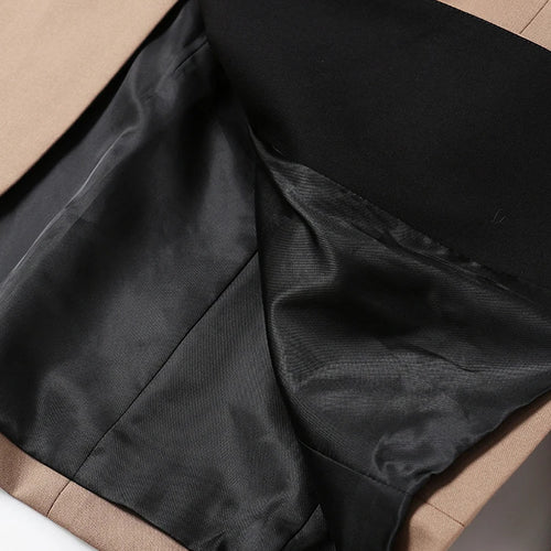 Load image into Gallery viewer, Women Khaki Irregular Contrast Color Big Size Blazer New Lapel Long Sleeve Jacket Fashion Tide Spring Autumn 2025 1DE2308
