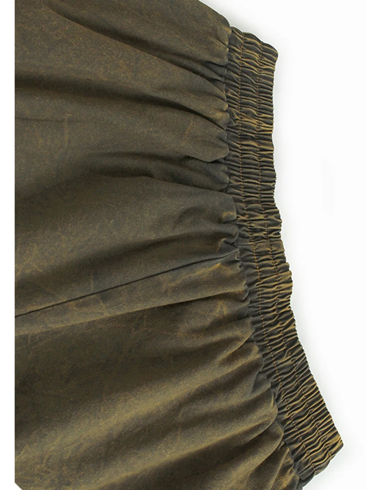 High Waist Caramel Color Denim Drawstring Pleated Wide Leg Jeans New Women Trousers Fashion Spring Autumn 2025 1DH9662