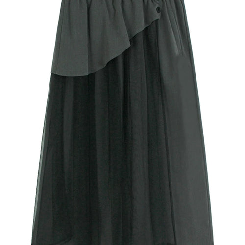 Load image into Gallery viewer, High Elastic Waist Gray Irregular Mesh Spliced Wide Leg Pants New Trousers Women Fashion Tide Spring Autumn 2025 1DJ1324
