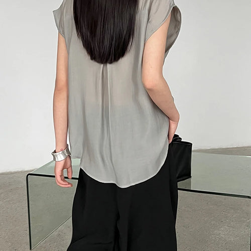 Load image into Gallery viewer, Women Yellow Bandage Thin Big Size Elegant Blouse New Lapel Sleeveless Shirt Fashion Tide Spring Summer 2025 1DJ1300
