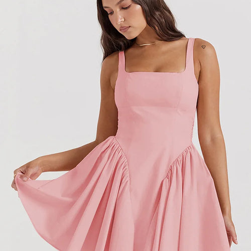 Load image into Gallery viewer, Elegant Backless Bow Mini Dress For Women 2023 Autumn New Square Collar Sleeveless Ruffles Sexy Dress Vintage Fashion
