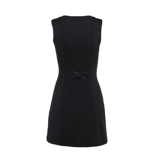 Load image into Gallery viewer, Fashion Sleeveless Sexy Mini Dress For Women New O Neck Single-btrasted Bodycon Club Party Tank Dress Femme Clothes
