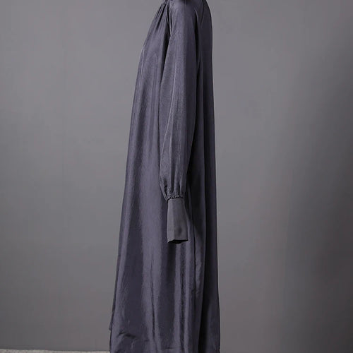 Load image into Gallery viewer, Women Gray Brief Long Big Size Elegant Dress New Turtleneck Long Sleeve Loose Fit Fashion Tide Spring Autumn 2025 1DH0252
