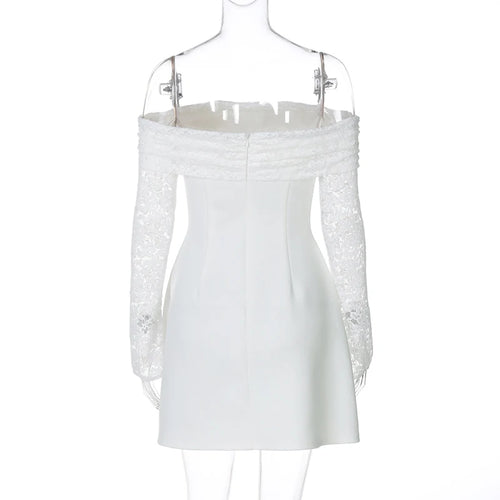 Load image into Gallery viewer, Off-shoulder Long Sleeve Sexy Mini Dress For Women Robe Strapless Backless High Waist A-line Elegant Club Party Dress
