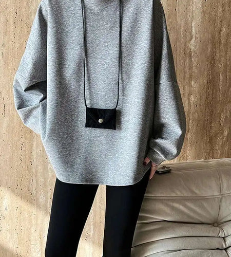 White Gray Shaped Casual Sweatshirt New Round Neck Long Sleeve Women Big Size Fashion Tide Spring Autumn 2025 1DH4756