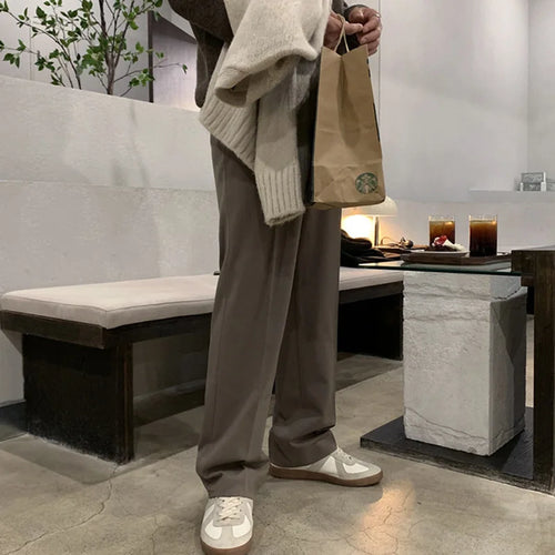 Load image into Gallery viewer, Men&#39;s Suit Pants Japanese Style Pleated Solid Color Male Straight Trousers Casual Men Wear Spring Stylish 9C4902
