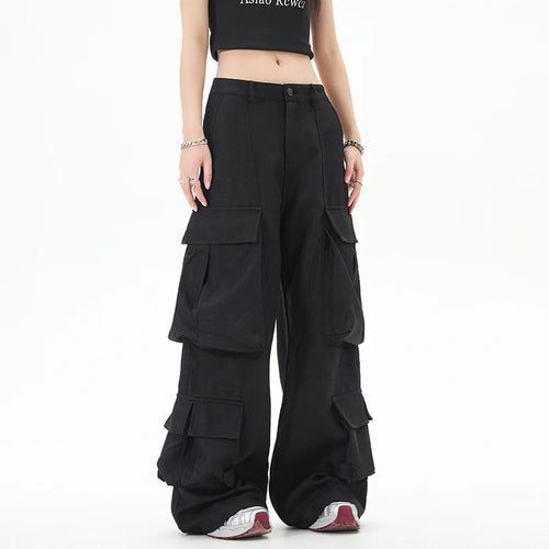 Load image into Gallery viewer, Chic Men's Cargo Pants American Style Multi Pockets Straight Leg Solid Color High Street Male Bottoms Summer 9W1918
