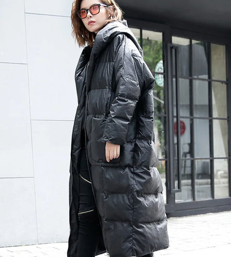 Big Size Long Hooded Cotton-padded Coat Long Sleeve Loose Fit Women Parkas Fashion Tide New Autumn Winter 2025 JD1210