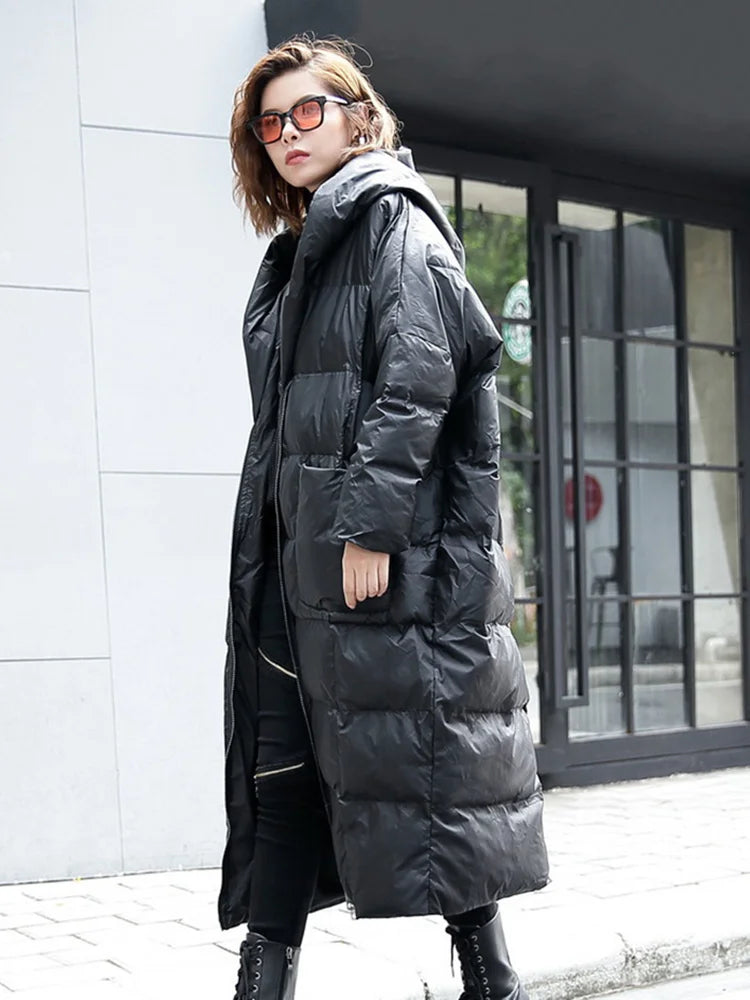Big Size Long Hooded Cotton-padded Coat Long Sleeve Loose Fit Women Parkas Fashion Tide New Autumn Winter 2025 JD1210