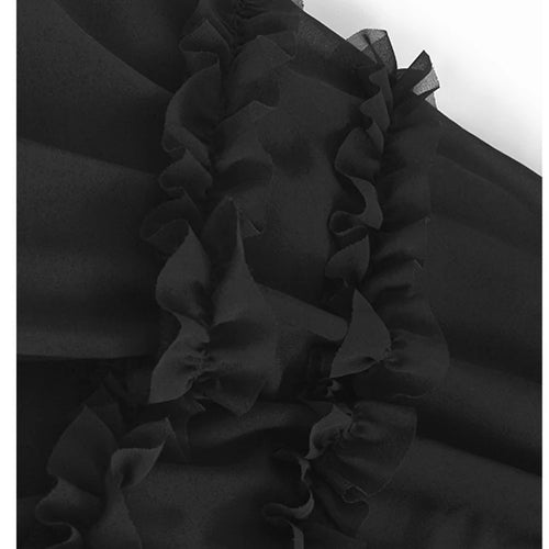 Load image into Gallery viewer, High Elastic Waist Black Irregular Ruffles A-line Half-body Skirt Women Fashion Tide New Spring Autumn 2025  1DJ1106
