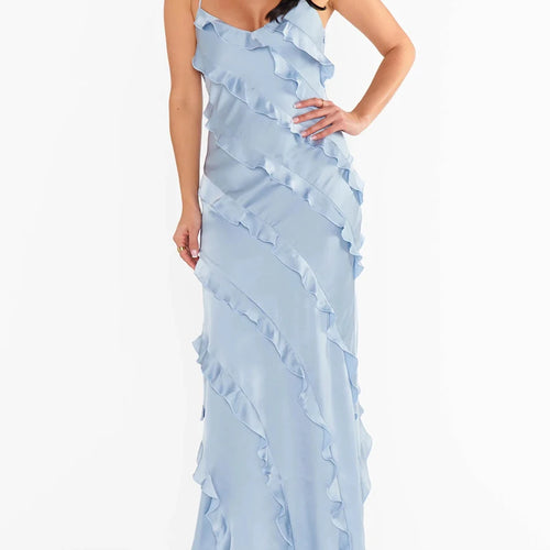 Load image into Gallery viewer, Solid Slimming Long Dresses For Women Square Neck Sleeveless High Waist Temperament Dress Female Fashion Style New
