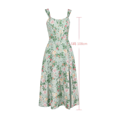 Load image into Gallery viewer, Summer Pink Floral Print Corset Dress Midi Elegant Sexy Party Dresses Holiday Birthday Casual A Line Women Clothing
