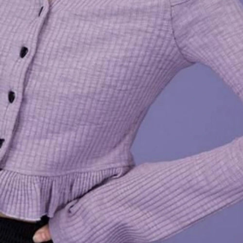 Load image into Gallery viewer, Slash Neck Y2k Aesthetic Embroidery Tshirts Purple Sweet Ruffled Women Slim Cropped Tees Vintage Harajuku Flare Sleeve T-shirt
