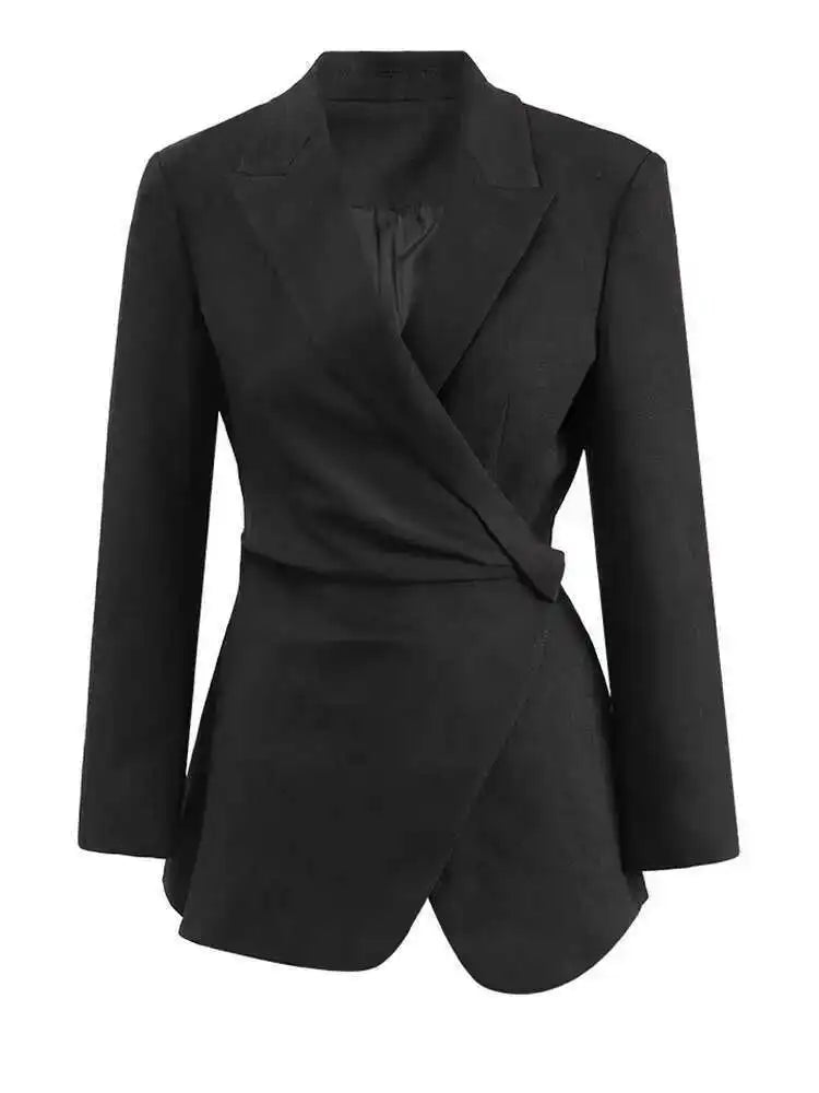 Black Blazer Slit Half-body Skirt Two Pieces Suit New Lapel Long Sleeve Women Fashion Tide Spring Autumn 2025 CPDB080