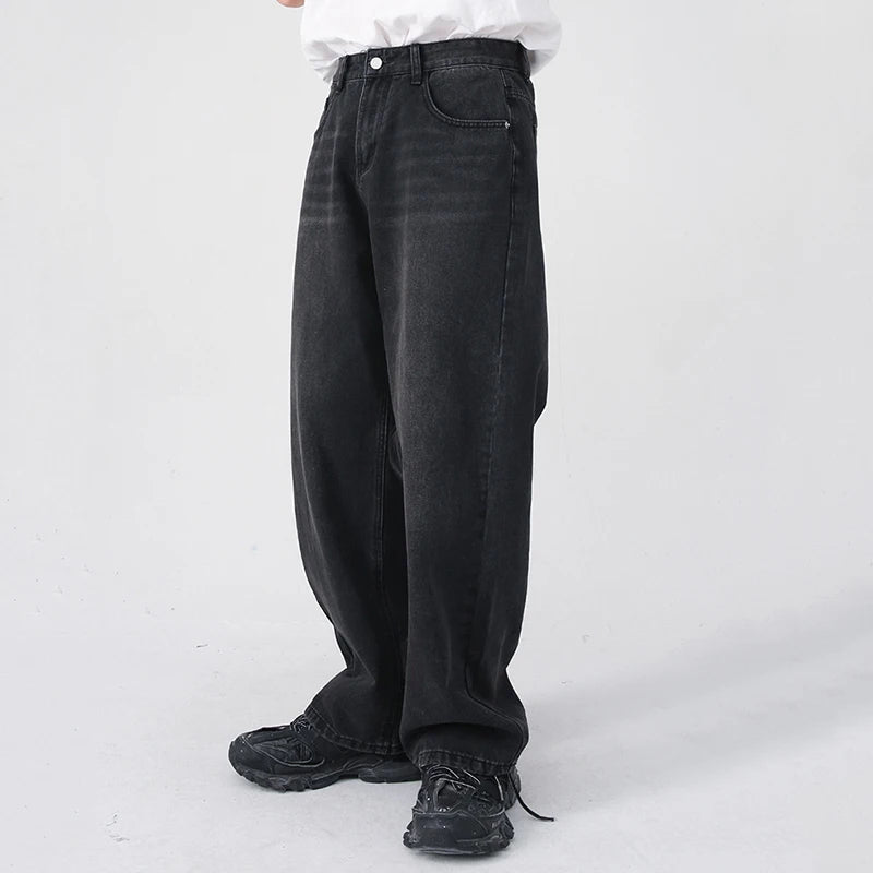 Men's Jeans New Korean Personality Straight Wide Leg Pants Fashion Autumn Winter Vintage Male Trousers 9A5577