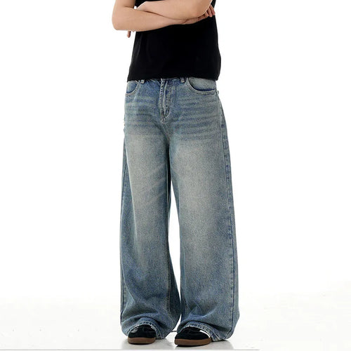 Load image into Gallery viewer, Men Jeans New American Style High Street Stylish Loose Cat Whisker Wide Leg Male Denim Pants Casual Handsome Trendy 9W1718
