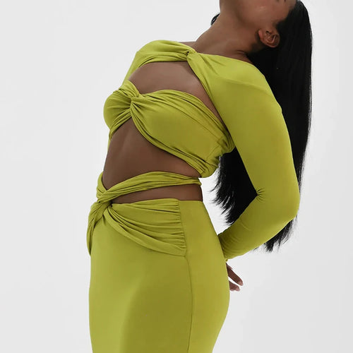 Load image into Gallery viewer, Strapless Hollow Out Spliced Tight Woman Dress Solid Preated Tight Feminine Maix Dress Elegant Prom Party Clothing 2023
