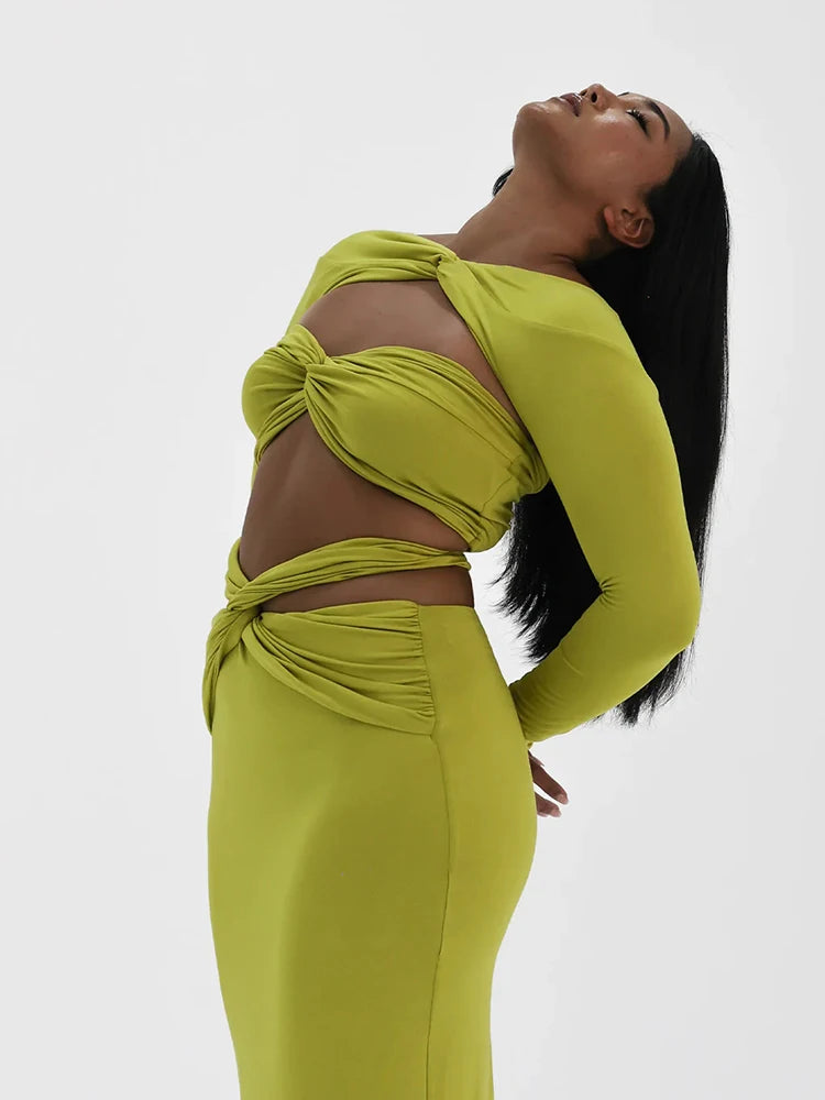 Strapless Hollow Out Spliced Tight Woman Dress Solid Preated Tight Feminine Maix Dress Elegant Prom Party Clothing 2023