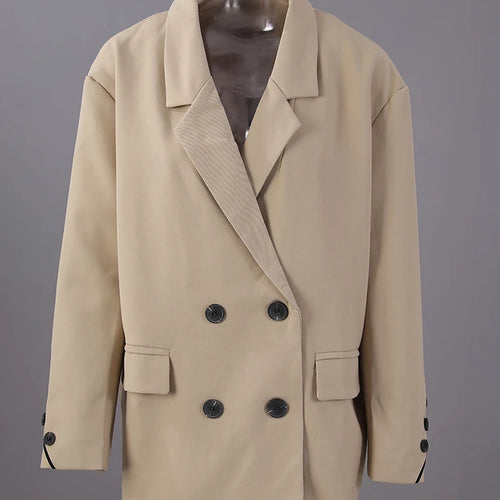 Load image into Gallery viewer, Women Khaki Double Breasted Big Size Elegant Blazer New Lapel Long Sleeve Jacket Fashion Tide Spring Autumn 2025 1DH6252
