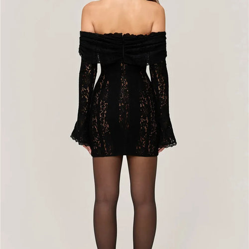 Load image into Gallery viewer, Lace Off-shoulder Sexy Maxi Dress Women Strapless Backless Long Sleeve Bodycon Evening Club Party Long Dress Elegant
