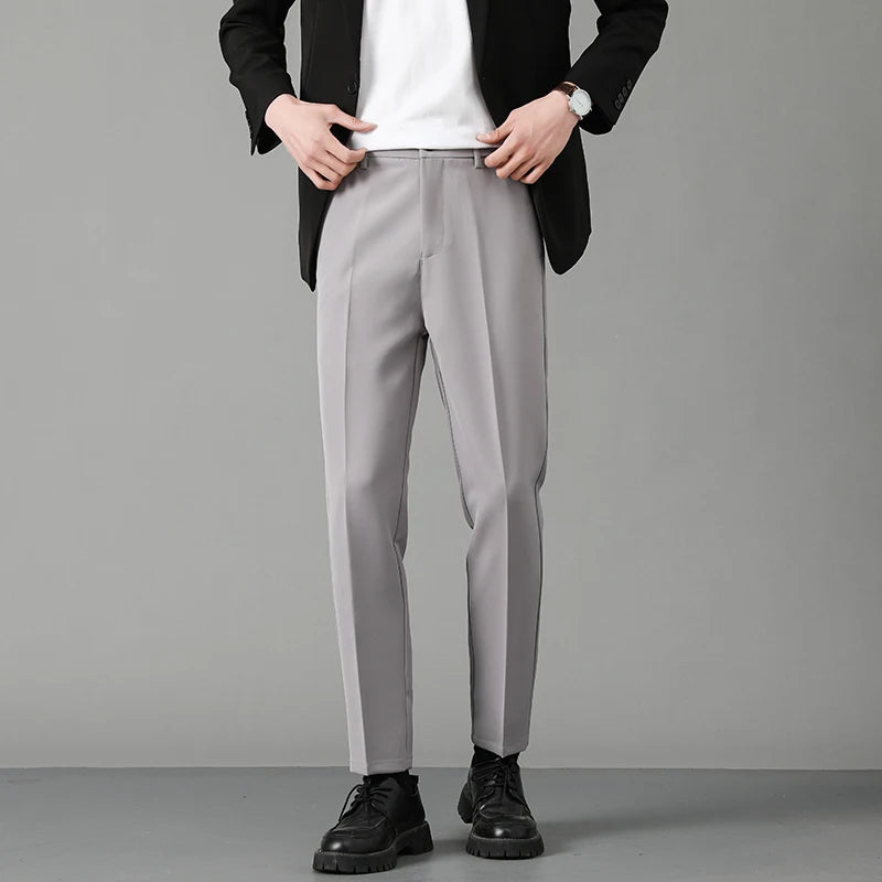 Summer Korean Style Men's Suit Pants Slim Center Line Casual Menwear Straight-leg Male Loose Bottom Simple 9C6764