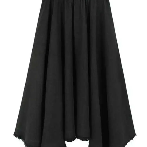 Load image into Gallery viewer, High Elastic Waist Black Denim Irregular Burr Denim Long Half-body Skirt Women Fashion Tide New Spring Autumn 2025 1DH8220
