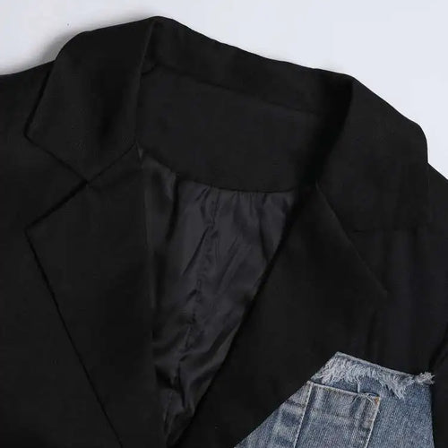 Load image into Gallery viewer, Women Blue Denim Irregular Casual Blazer New Lapel Long Sleeve Loose Fit Jacket Fashion Tide Spring Autumn 2025 1DH533905
