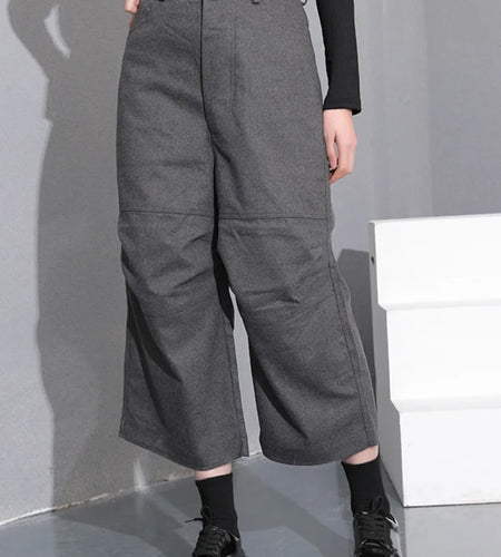 High Waist Gray Brief Pleated Long Wide Leg Trousers New Loose Fit Pants Women Fashion Tide Spring Autumn 2025 YA77402