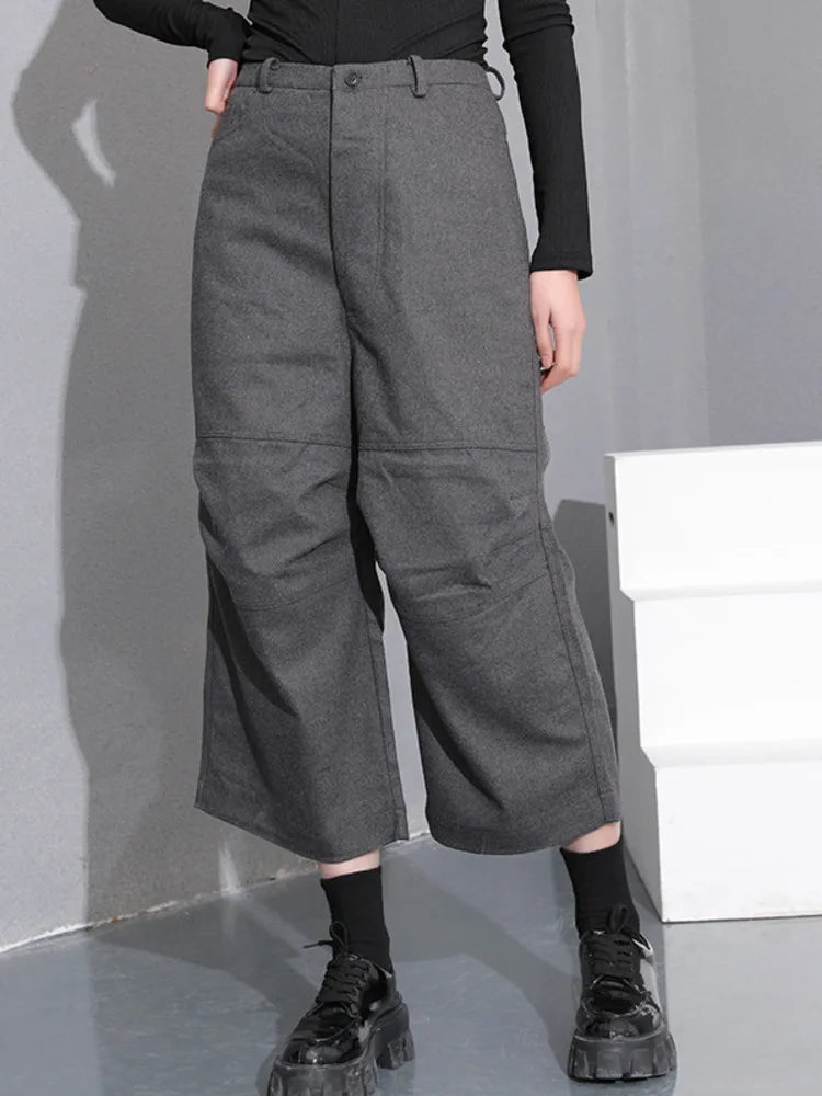 High Waist Gray Brief Pleated Long Wide Leg Trousers New Loose Fit Pants Women Fashion Tide Spring Autumn 2025 YA77402