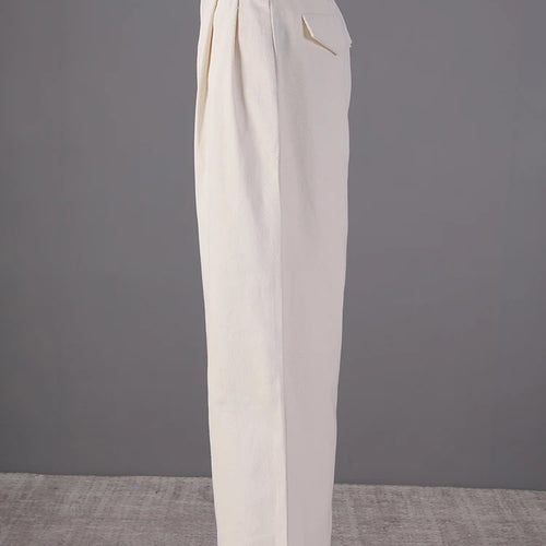 Load image into Gallery viewer, High Waist Beige Brief Pocket Pleated Long Wide Leg Pants New Trousers Women Fashion Tide Spring Autumn 2025 26D5510

