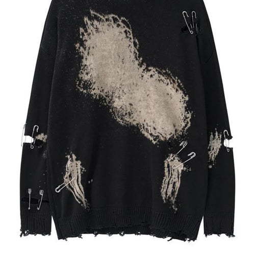 Load image into Gallery viewer, Holes Big Size Knitting Sweater Round Neck Long Sleeve Women Pullovers New Fashion Tide Spring Autumn 2025 1DH9795
