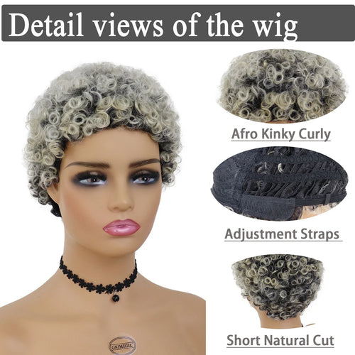 Load image into Gallery viewer, Short Curly Wig Synthetic Female Afro Kinky Wigs for Women Dark Roots Grey Ombre Fluffy Colly Hair Sale Wig Clearance
