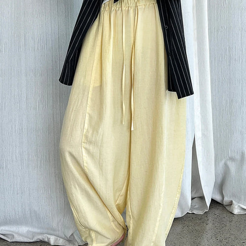 Load image into Gallery viewer, High Elastic Waist Yellow Drawstring Thin Wide Leg Pants New Trousers Women Fashion Tide Spring Autumn 2025 1DJ1547
