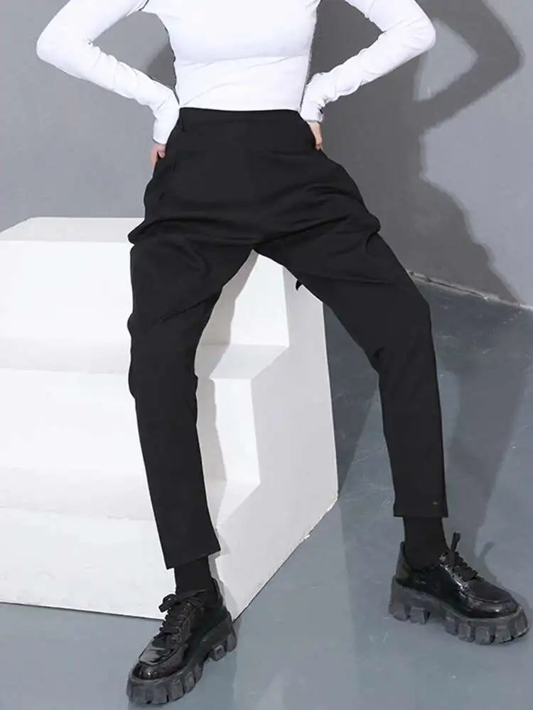 High Elastic Waist Black Casrual Long Harem Trousers New Loose Fit Pants Women Fashion Tide Spring Autumn 2025 1DC41901