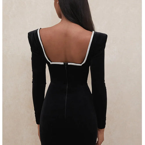 Load image into Gallery viewer, Sexy Deep V Wrapped Hip Velvet Backless Women's Dress Long Sleeve High Waist Temperament Mini Dress  Party Club Clothing
