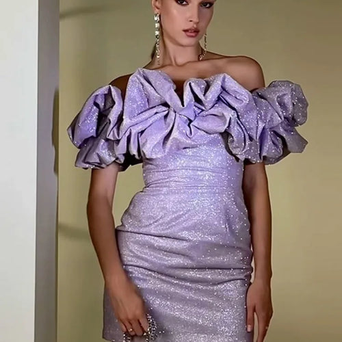 Load image into Gallery viewer, Sexy Off- Shoulder Sleeveless Sparkling Strapless Mini Dress Women Solid Fashion High Waist Birthday Party Dress New
