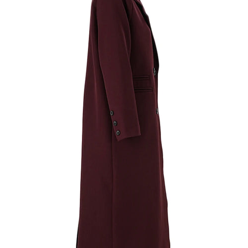 Load image into Gallery viewer, Women Wine Red Double Breasted Big Size Long Blazer New Lapel Long Sleeve Jacket Fashion Tide Spring Autumn 2025  2DB1253
