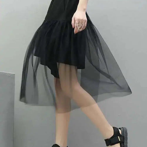 Load image into Gallery viewer, High Elastic Waist Irregular Mesh Black Wide Leg Pants New Loose Fit Trousers Women Fashion Spring Summer 2025 1DF4795
