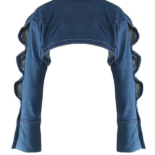 Load image into Gallery viewer, Loose Fit Denim Blue Shaped Short Casual Jacket New Lapel Long Sleeve Women Coat Fashion Tide Spring Autumn 2025 17A8858
