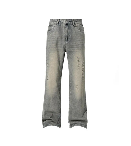 Men's Jeans New Summer American High Street Style Washed Micro Flared Trendy Gradient Color Simple Male Clothing 9W1807