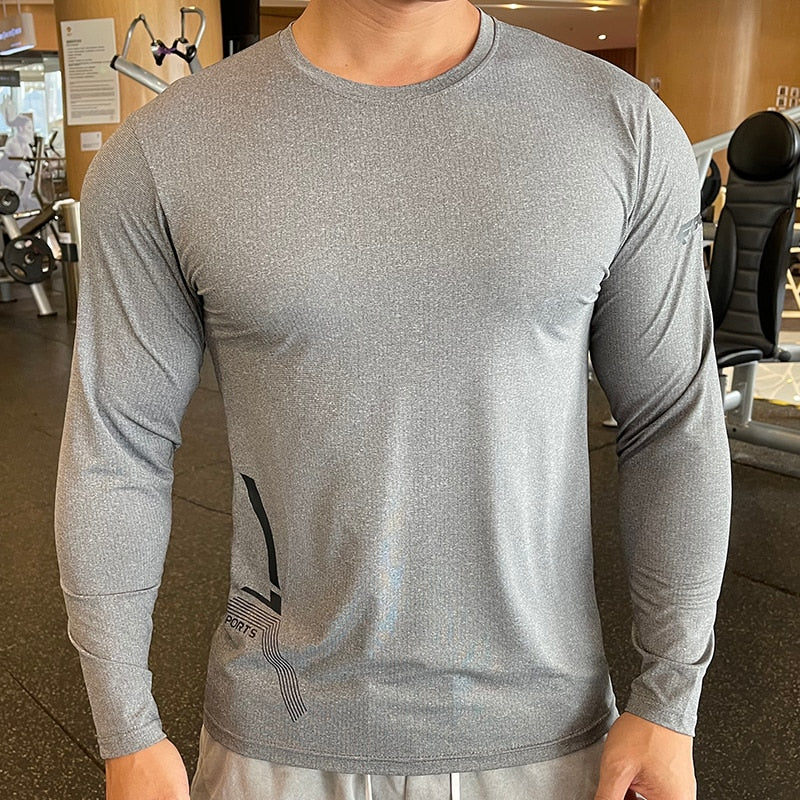 Men Fitness Compression Sport Shirt High Quality Running Long Sleeve Upper Clothing Crew Neck Swearshirt Male Rash Guard Wicking