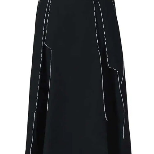 Load image into Gallery viewer, High Elastic Waist Black Topstitched Irregular Ra-line Half-body Skirt Women Fashion Tide New Spring Autumn 2025 1DF1073
