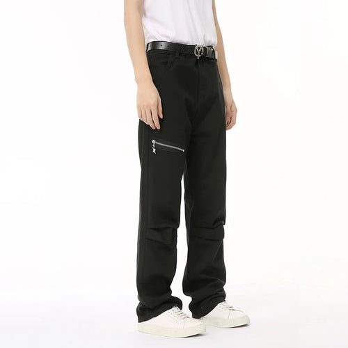 Load image into Gallery viewer, Male Cargo Pants High Street Zipper Splicing Folded Design Wide Leg Casual Men&#39;s Overalls New Autumn 2024 Chic 9C6693
