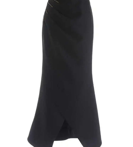 High Waist Rose Red Pleated Nailed Irreuglar Elegant  Half-body Skirt Women Fashion Tide New Spring Autumn 2025 1DH5226