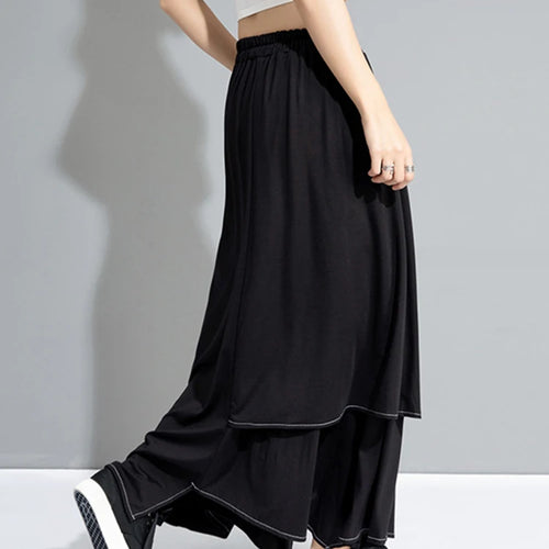 Load image into Gallery viewer, High Elastic Waist Black Irregular False Two Denim Half-body Skirt Women Fashion Tide New Spring Autumn 2025 1DJ0910
