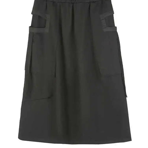 Load image into Gallery viewer, Hight Elastic Waist Black Pockets Ribbon Long Casual Half-body Skirt Women Fashion Tide New Spring Autumn 2025 1DF5316
