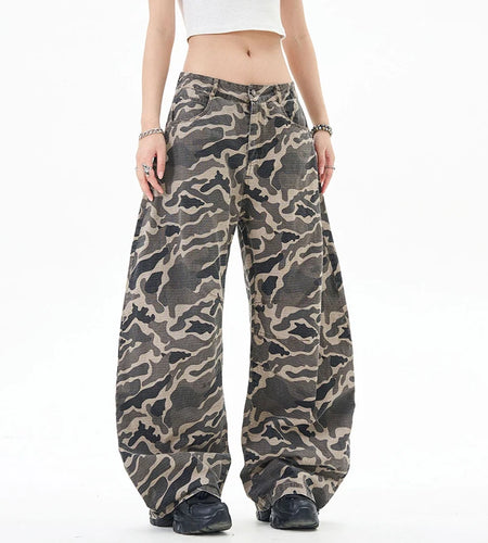 Men's Cargo Pants New American Style Curved Knife Trendy Distressed Washed Silhouette Stylish Male Casual Trousers 9W1919