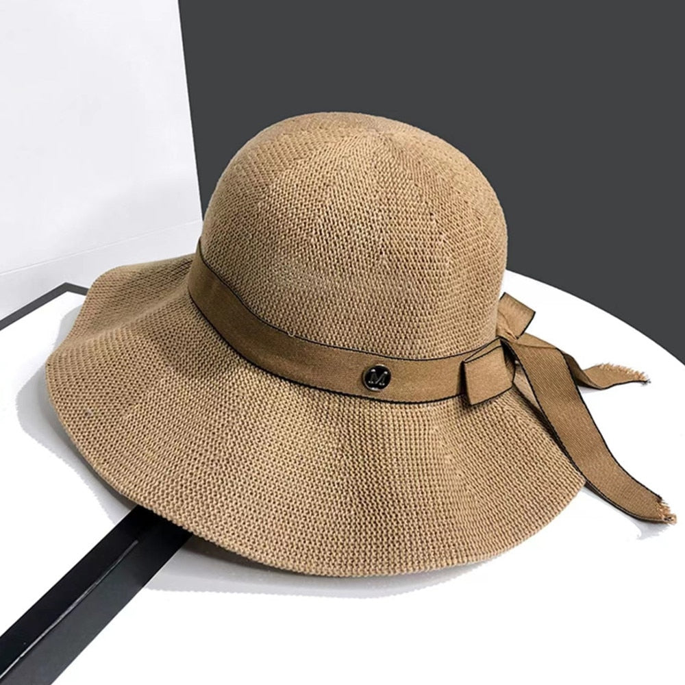 Summer Hats For Women Fashion Bow Design Sun Hat M Letter Streetwear Travel Beach Hat